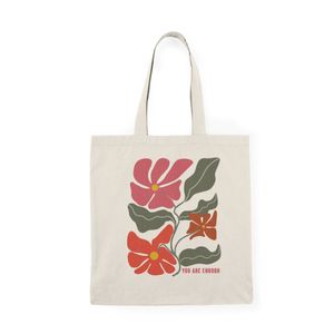 حقيبة توت مزينة بعبارة مستوحاة من الزهور بتصميم بوهيمي