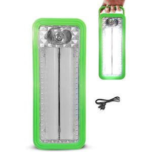 ضوء طوارئ قابل لإعادة الشحن مع بطارية طويلة الأمد، مصابيح LED، ضوء طوارئ بإضاءة عالية وإضاءة خافتة، محمول FA-6116 اللون الأخضر