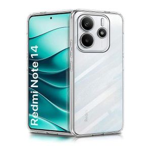 متوافق مع غطاء خلفي شفاف لهاتف Redmi Note 14 5G مع بروزات مرتفعة لحماية الجهاز والكاميرا بالكامل غطاء حماية خلفي من السيليكون TPU المقاوم للصدمات - شفاف