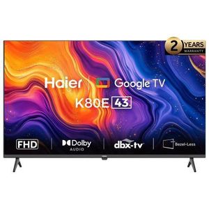 Haier تلفزيون جوجل 43 بوصة FHD سمارت LED مع جهاز استقبال مدمج - H43K80EF
