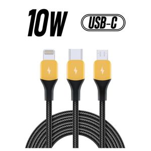 realme 3-in-1 Fast Charging Data Cable – Original PET Weave Design, Supports Type-C, Lightning, and Micro USB, 10W Output, VOOC/Dart Compatible
