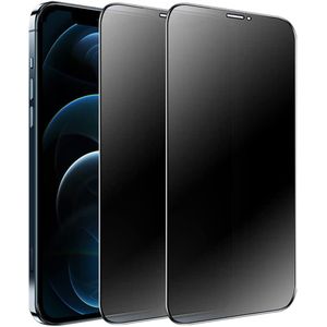 واقي شاشة خصوصية غير لامع (قطعتان) متوافق مع iPhone 12 Pro Max قياس 6.7 بوصة، طبقة زجاجية مقواة، مقاوم للوهج وللتجسس، مقاوم للخدوش وللكسر، تغطية كاملة مع حواف دائرية