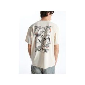 LC Waikiki Crew Neck Pokemon Printed Jersey Men's T-Shirt - Light Beige - M