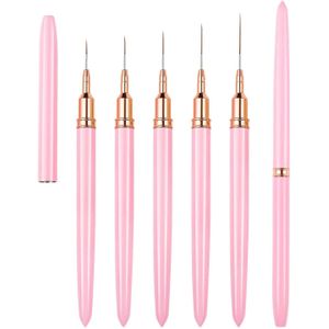 5Pcs Art Liner Brushes, Painting Nail Art Brush Set,Fine Polish Thin Nail Pen Set Nail Art Pens for Long Lines, Thin Details, Fine Drawing(5/8/12/20/25mm)