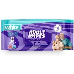 White ADULT WIPES QUICK BATH 48 PCS