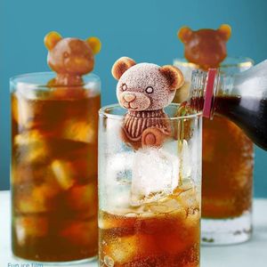 Teddy Bear Shape Silicone Ice Maker Mold, Flexible Multi Use Chocolate Jelly 3D Ice Cream Mold, Easy Release and Clean for Whiskey, Dessert, Drinks, 3 Pack
