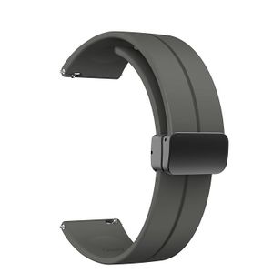 حزام سيليكون 20 ملم مع مشبك قابل للطي مغناطيسي لساعة جى تى 2 42 ملم جراي