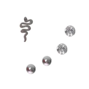 3Diamonds Women Snack Stainless Steel Earrings Set,3 Pairs - Silver