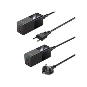 Yesido محطة شاحن مكتبي سريع بتقنية GaN قدرة 100 واط بـ 3 منافذ (2x Type-C + 1x USB) موديل YC58  - أسود   