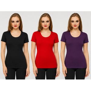 DABBAGH Women’s Short-Sleeve Body Top – Pack of 3 in Assorted Colors