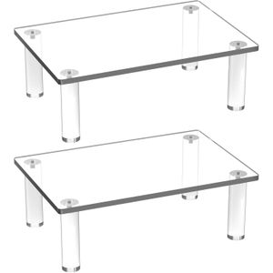 BEST MEDIA Computer Monitor Stand Clear Premium Acrylic Monitor Stands Laptop Monitor Riser Holder Small Short Table for Flat Screen LCD LED TV Multimedia Notebook Display (11.8 inch * 2 pack)