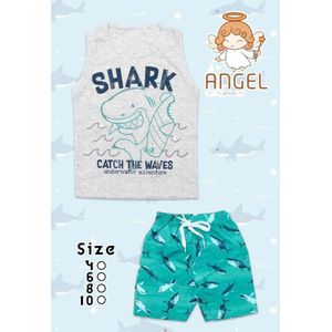 Set Of 2 Pcs Sleeveless  Summer Outfit  For Boys