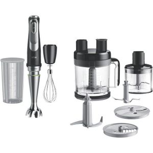 Braun خلاط MQ9185XLI MultiQuick 9 - مزود بخاصية Active PowerDrive وإعدادات Slash Control المسبقة، بما في ذلك هراسة، وخلاط، ومفرمة، وشاحن فائق، أسود/ستانلس ستيل - 1200 واط أسود