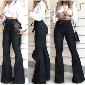 Cheap High Waist Slim Flare Pants Women Casual Vintage Wide Leg Jeans Pure  Color Korean Style Denim Trousers Female 2023 Spring Design