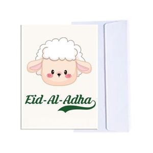Eid-Al-Adha Greeting Card with Envelope, Cute Lamb Design, Festive Theme d