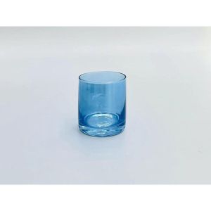 كوب زجاجي ملون CB06-14 سعة 300 مل، تصميم أزرق عصري