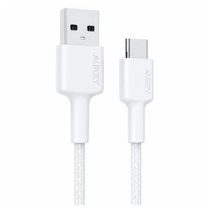 Aukey كابل CB-CD30 Impulse المضفر للتيار المتردد، طوله 0.9 متر، من نوع USB-A إلى USB-C، لون أسود