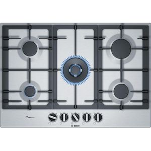 Bosch Series 6 Built In Gas Hob, 5 Burners, 75 Cm, Stainless Steel - PCQ7A5B90