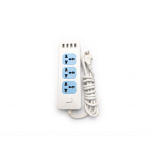 مشترك كهربائي ذكي 3 عيون متعددة المداخل مع 4 منافذ USB - كابل بطول 2 مت