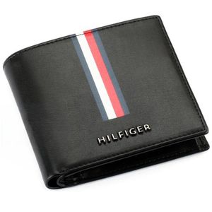 Men’s Black Genuine Leather Wallet with Flag Print
