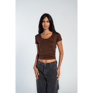 OUTDATED Wide Neck Short Sleeve - Brown