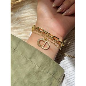 سوار ستانلس ستيل دورين ذهبي بتصميم حرف CD الأنيق