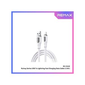 Remax USB A to Lightning Data Charging Cable, 1M, 2.4A Fast Charging -WHITE