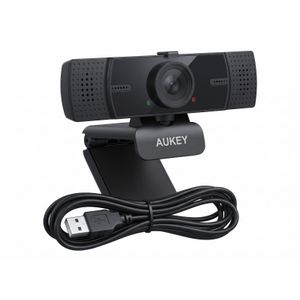 Aukey كاميرا ويب بدقة 1080P باللون الأسود مع ميكروفون رقمي مدمج، مناسبة للاجتماعات والبث المباشر والتعليم عن بعد