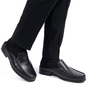 Silver Shoes حذاء طبي للرجال من الجلد الطبيعي باللون الأسود