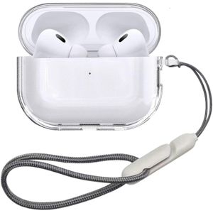 جراب شفاف لسماعات AirPods Pro 3 إصدار 2025، مقاوم للصدمات بمعايير عسكرية، مصنوع من مادة TPU ناعمة وشفافة للغاية ومضادة للاصفرار، مزود بحبل تعليق (جراب مع حبل تعليق)