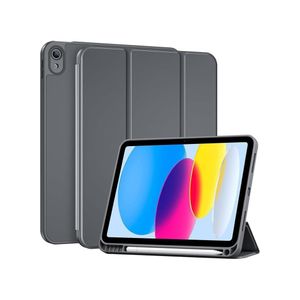 Case for iPad A16 2025 11th Generation 11 Inch/iPad 10th Generation 2022 10.9 Inch with Pencil Holder Durable PU Leather Flexible TPU Back Drop Resistant Protective Case Auto Wake/Sleep (Dark grey)