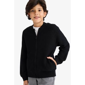 Defacto Boy Regular Fit Long Sleeve Cardigan - Black