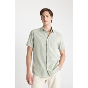 Defacto Man Polo Neck Regular Fit Short Sleeve Shirt - Lt.Khaki