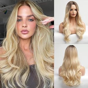 باروكة بقصة كيرلي طويلة من الشعر الصناعي المقاوم للحرارة اشقر اللون