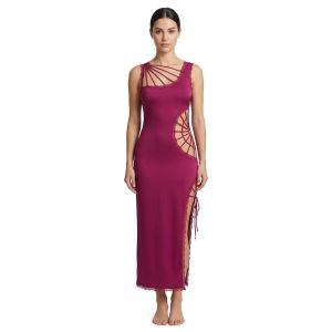 Purple - Dark Blue Bodycon Evening Dress with Bold Cut-Out Details at Back - Perfect for Parties & Night Events