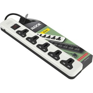 iLOCK power strip 5 universal outlets with switch (white) - 2 Meter