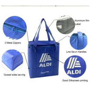 ALDI Large Reusable Insulated Shopping Thermal Cooler Bag (Baby Blue)