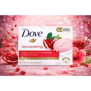 Dove صابونة Rejuvenate برائحة الرمان والليمون فيربينا – تنظيف لطيف لبشرة منعشة ومشرقة – 90 جم