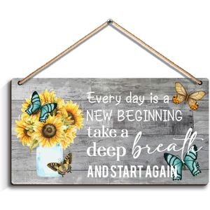 كل يوم بداية جديدة، لوحة فنية جدارية خشبية على شكل فراشة الهندباء، ديكور منزلي تحفيزي وملهم للانتقال لمنزل جديد