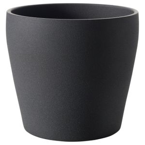 Plant pot Black PERSILLADE planter, round, textured earthenware.