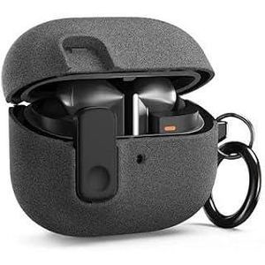 COMPATIBLE with Galaxy Buds 3/3 Pro Case, Rugged Shockproof Protective Case Cover with Secure Lock Clip and Carabiner for Men Women (Gray)