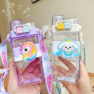 زجاجة مياة مزودة بشاليموه خامة آمنه للاستخدام من قبل الأطفال مقاوم لصدمات درجات الحرارة عند تخزينها في الثلاجة (متعدد الالوان)