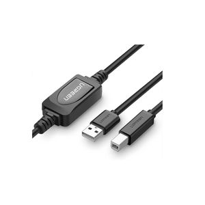UGREEN USB 2.0 A Male To B Male Active Printer Cable 480Mbps with Built-in Amplifier Extender for TV, Projector, Monitor, 10M - Black
