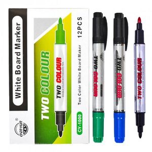 قلم سبورة قابل للمسح - لون أسود وأزرق وأحمر - عدد 12 قلم