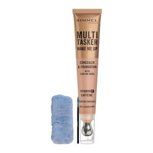 RIMMEL LONDON Multi-Tasker Wake Me Up Concealer & Foundation - 045 Classic Ivory, 20ml + Blue Headband & Eyebrow Brush