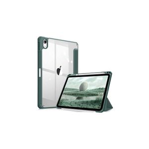 جراب هجين متوافق مع آيباد الجيل العاشر 2022 (10.9 بوصة) - غطاء شفاف مقاوم للصدمات (رفيع للغاية) مع حامل قلم مدمج، خاصية التشغيل/الإيقاف التلقائي، لون أخضر داكن