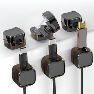Shatoora 6-Pack Magnetic Cable Organizer Clips, Self-Adhesive Cord Holders for Desk, Home, Office, Kitchen Appliances and Car, Black