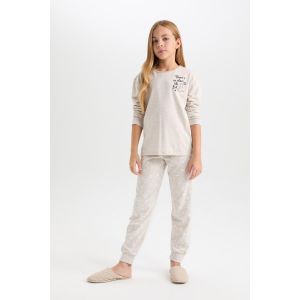 Defacto Girl Regular Fit Knitted Pyjamas - Ecru