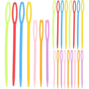 عبوة من 40 إبرة خياطة بلاستيكية ذات ثقوب كبيرة، مناسبة لأعمال الأطفال اليدوية والخياطة والمشاريع الفنية، بأطوال 3.70 بوصة و3.54 بوصة، بألوان متنوعة.