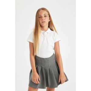 Defacto Girl Regular Fit Short Sleeve Polo T-Shirt - White
